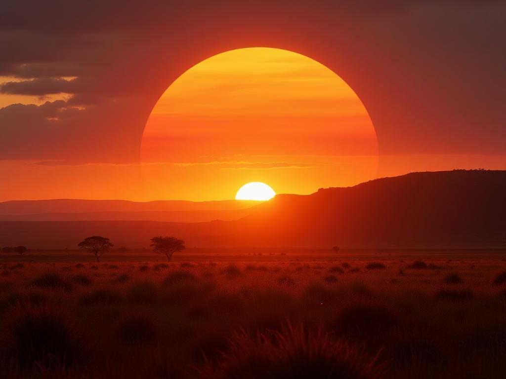 Vast Australian outback landscape at sunset